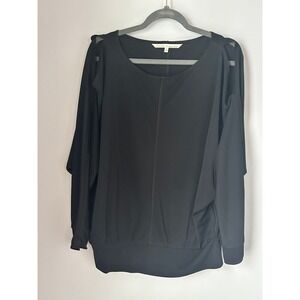 Rachel Rachel Roy Black Cold Shoulder Long Sleeve Draped Top Women's XL